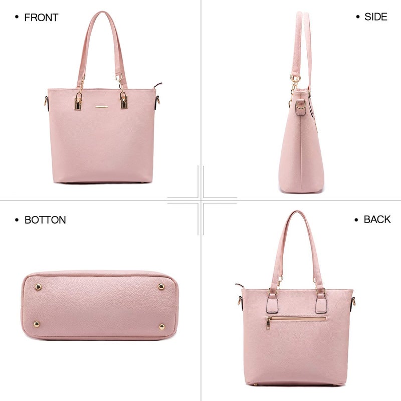 2E-youth Women Designer Purses And Handbags Set Satchel Shoulder Bags Tote Bags 6pcs Wallets (light pink) - Image 3